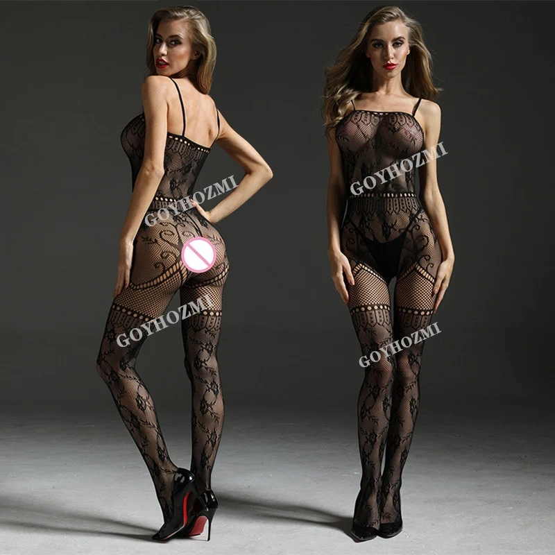 Bodystocking sexy Overall Damen Unterwäsche Dessous Bodysuit Catsuit schwarz