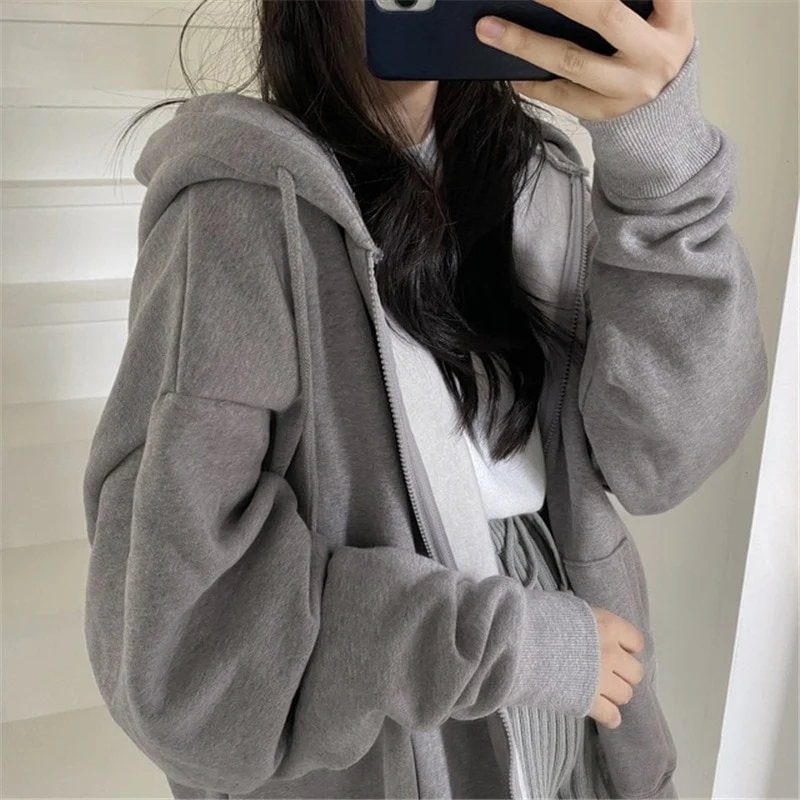 Kapuzenpullover Sweatjacke Zip Hoodie Sweatshirt Pullover Pulli Damen