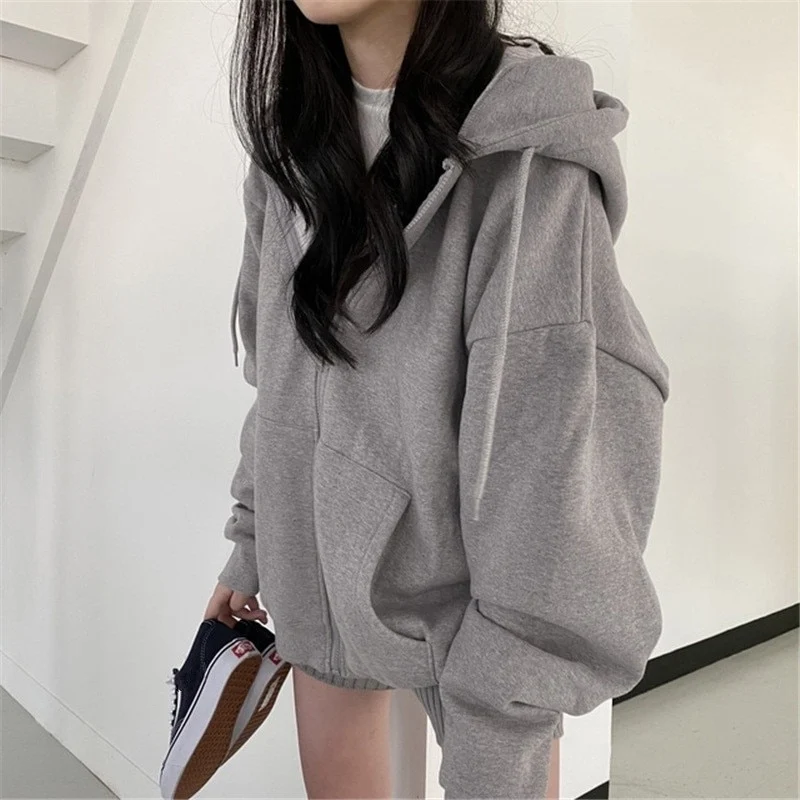 Kapuzenpullover Sweatjacke Zip Hoodie Sweatshirt Pullover Pulli Damen