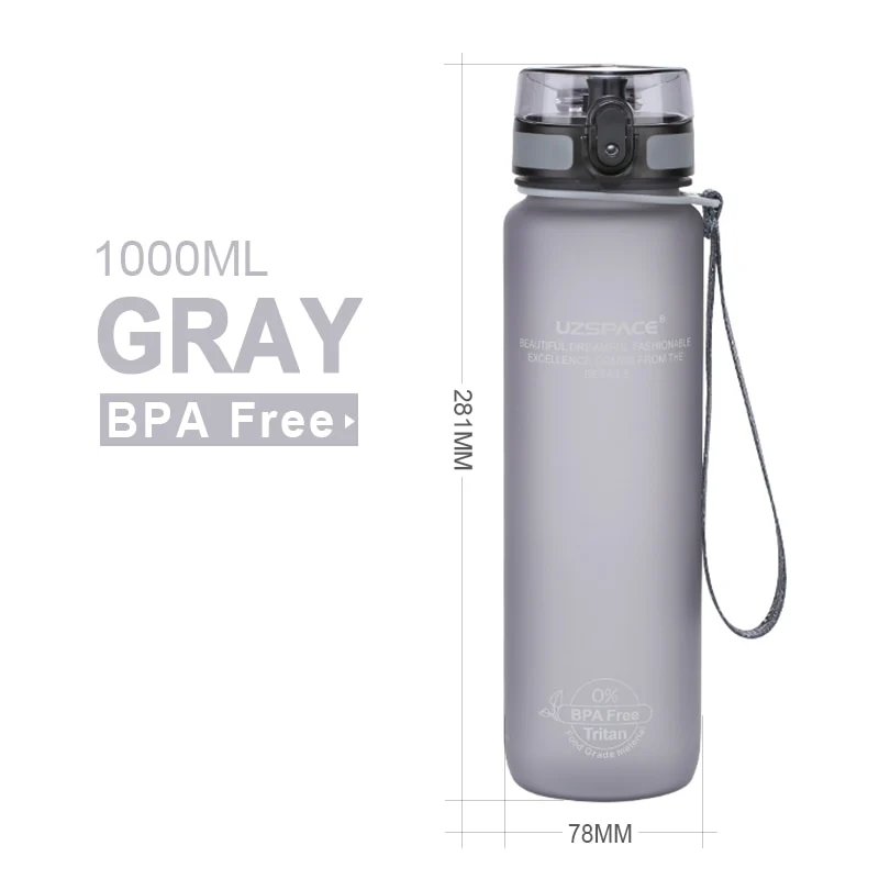 UZSPACE 1000ml Trinkflasche Sportflasche Wasserflasche Getränkeflasche BPA-frei Tritanflasche