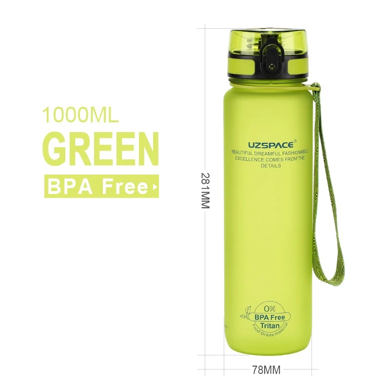 UZSPACE 1000ml Trinkflasche Sportflasche Wasserflasche Getränkeflasche BPA-frei Tritanflasche