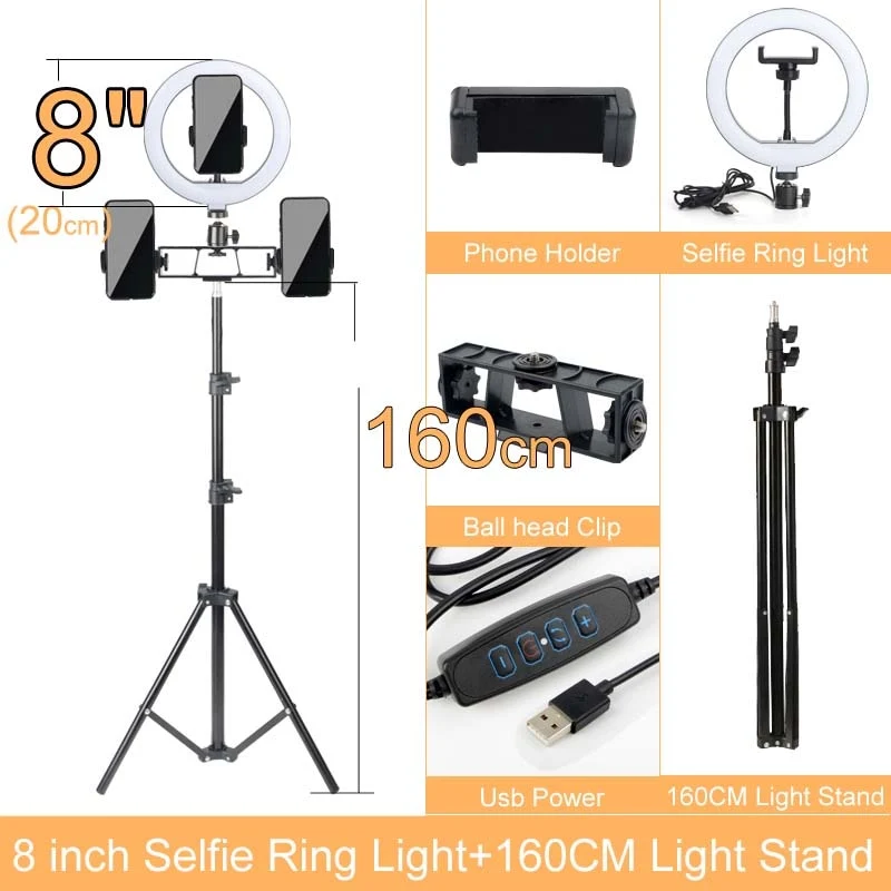 Selfie Ringlicht mit Stativ-Ständer 10 12 14 Inch Dimmbare LED Ring Fotografie