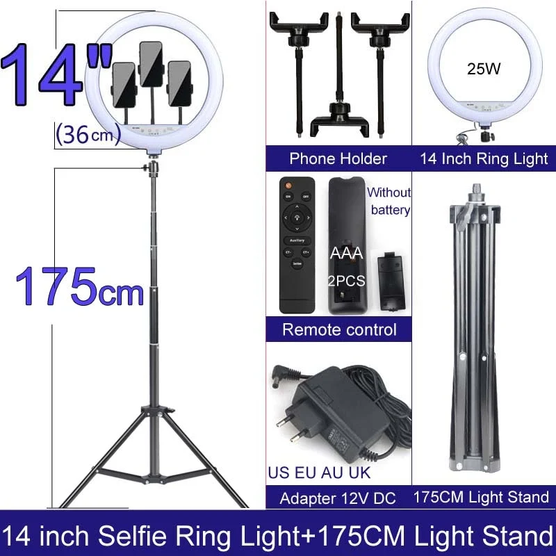 Selfie Ringlicht mit Stativ-Ständer 10 12 14 Inch Dimmbare LED Ring Fotografie