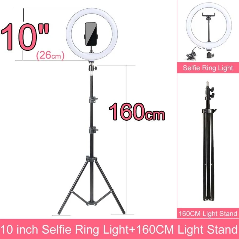 Selfie Ringlicht mit Stativ-Ständer 10 12 14 Inch Dimmbare LED Ring Fotografie