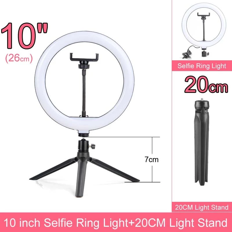 Selfie Ringlicht mit Stativ-Ständer 10 12 14 Inch Dimmbare LED Ring Fotografie