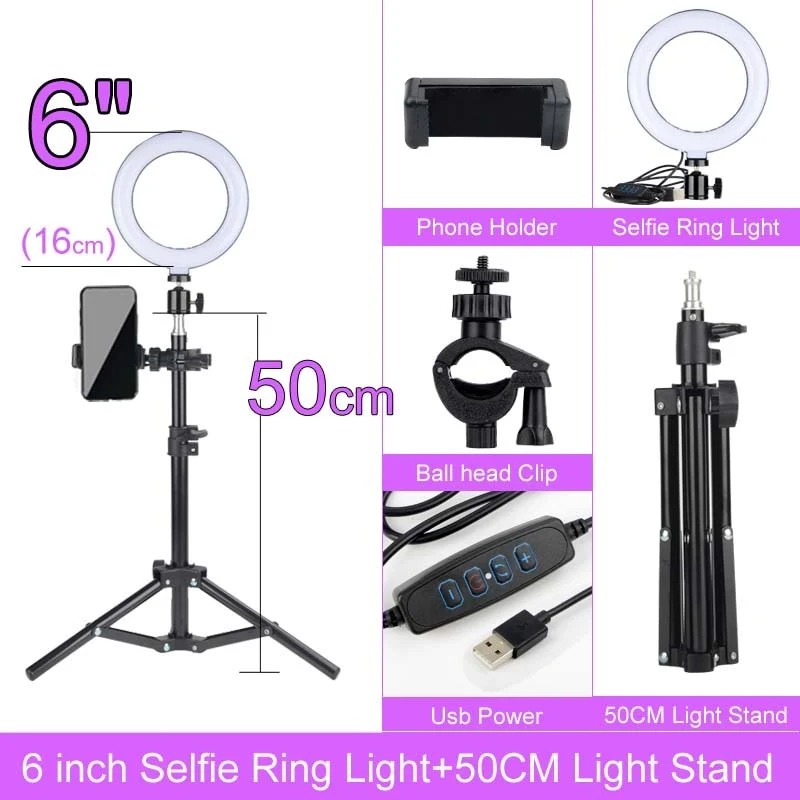 Selfie Ringlicht mit Stativ-Ständer 10 12 14 Inch Dimmbare LED Ring Fotografie