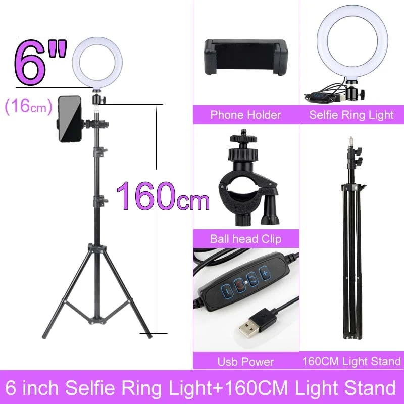 Selfie Ringlicht mit Stativ-Ständer 10 12 14 Inch Dimmbare LED Ring Fotografie