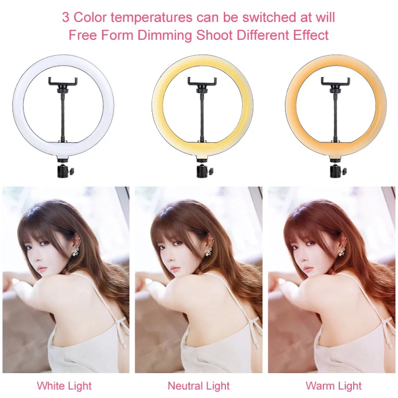 Selfie Ringlicht mit Stativ-Ständer 10 12 14 Inch Dimmbare LED Ring Fotografie