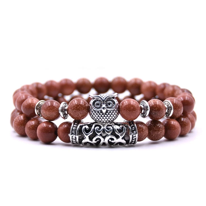 YIZIZAI 2er SET ARMBAND DAMEN HERREN Naturstein Freundschaftsarmband Yoga