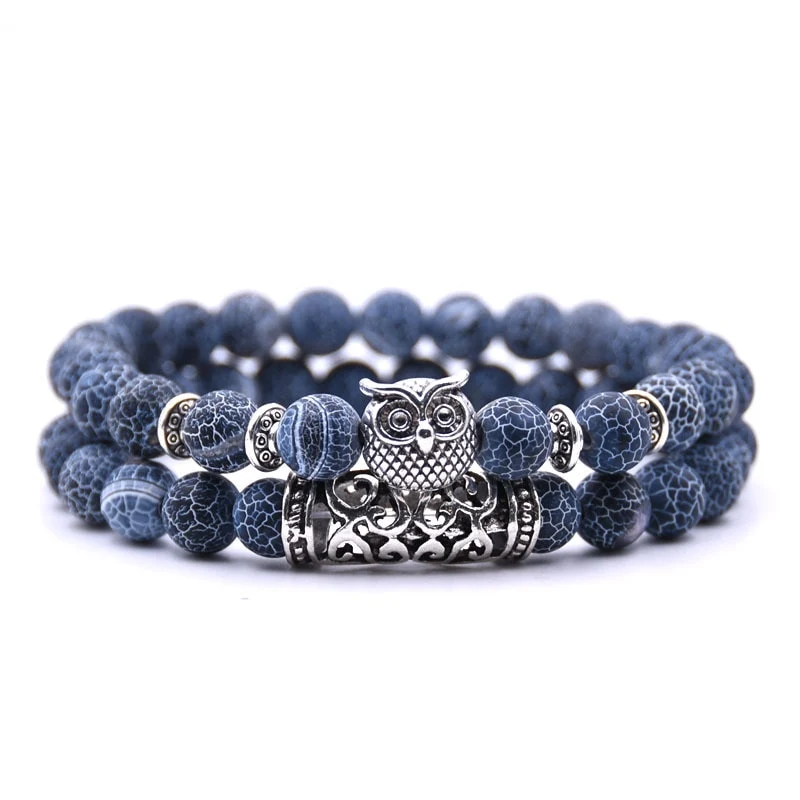 YIZIZAI 2er SET ARMBAND DAMEN HERREN Naturstein Freundschaftsarmband Yoga