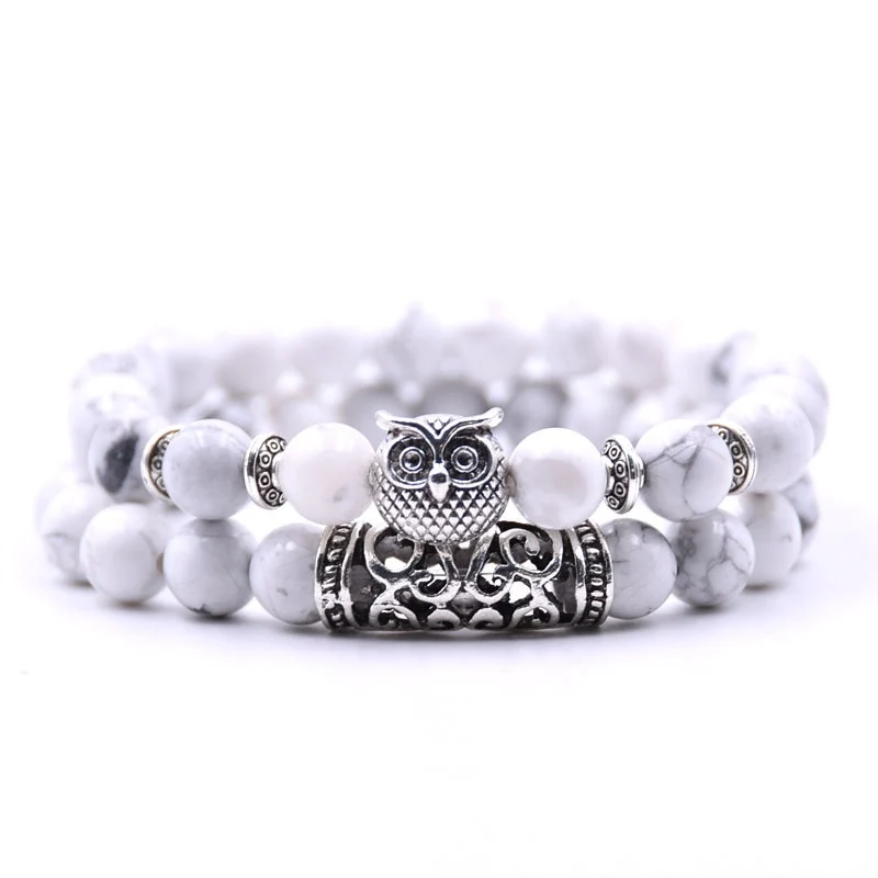 YIZIZAI 2er SET ARMBAND DAMEN HERREN Naturstein Freundschaftsarmband Yoga