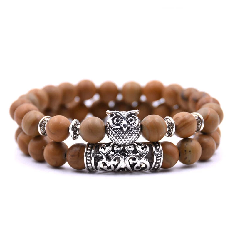 YIZIZAI 2er SET ARMBAND DAMEN HERREN Naturstein Freundschaftsarmband Yoga