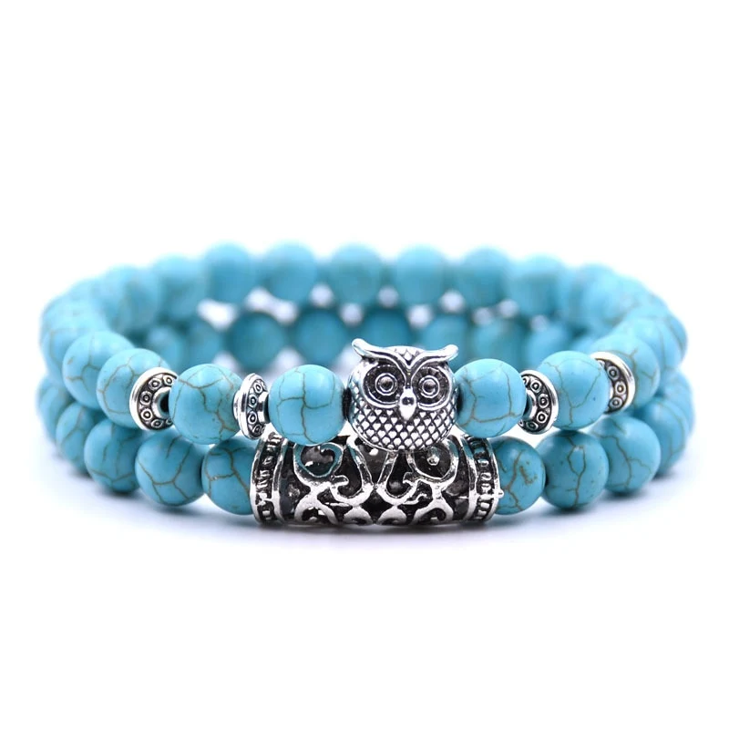 YIZIZAI 2er SET ARMBAND DAMEN HERREN Naturstein Freundschaftsarmband Yoga