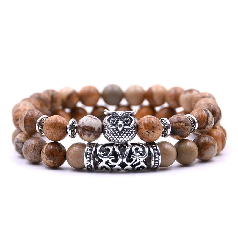 YIZIZAI 2er SET ARMBAND DAMEN HERREN Naturstein Freundschaftsarmband Yoga