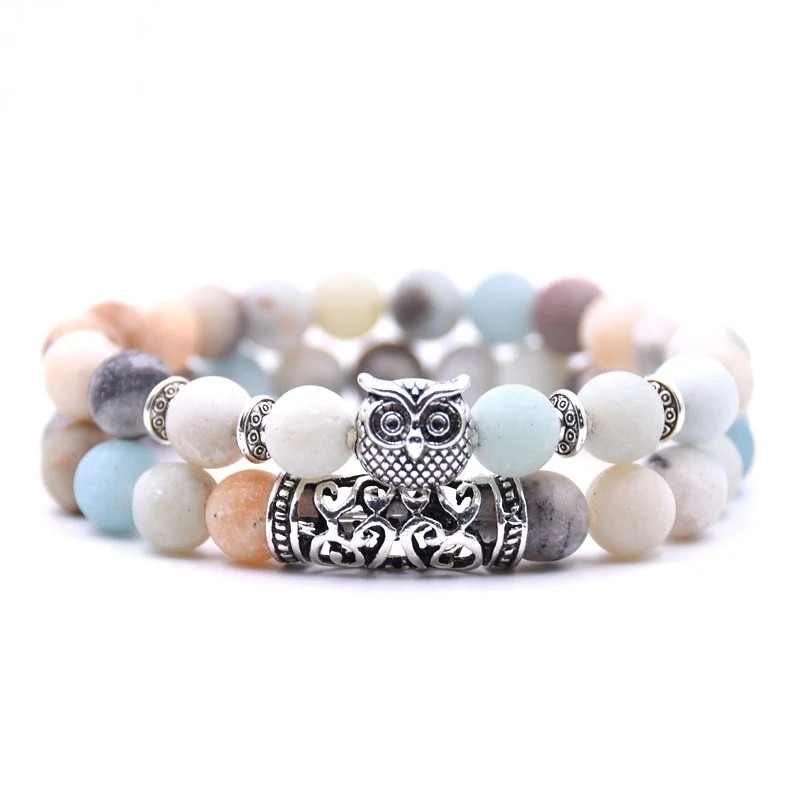 YIZIZAI 2er SET ARMBAND DAMEN HERREN Naturstein Freundschaftsarmband Yoga