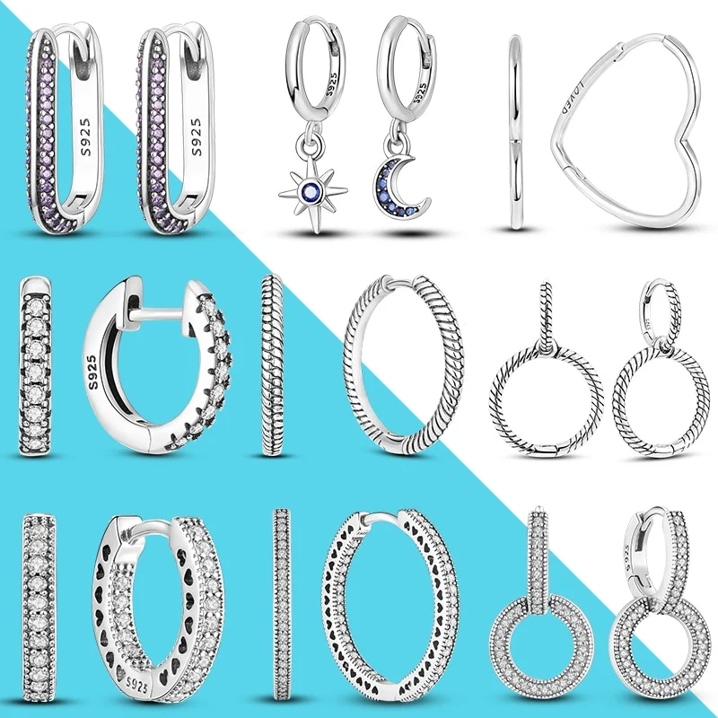 1 Paar Creolen aus 925 sterling Silber Ohrringe Ohrschmuck Zirkonia Ohrstecker