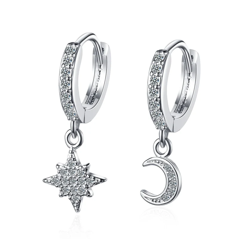 1 Paar Creolen aus 925 sterling Silber Ohrringe Ohrschmuck Zirkonia Ohrstecker