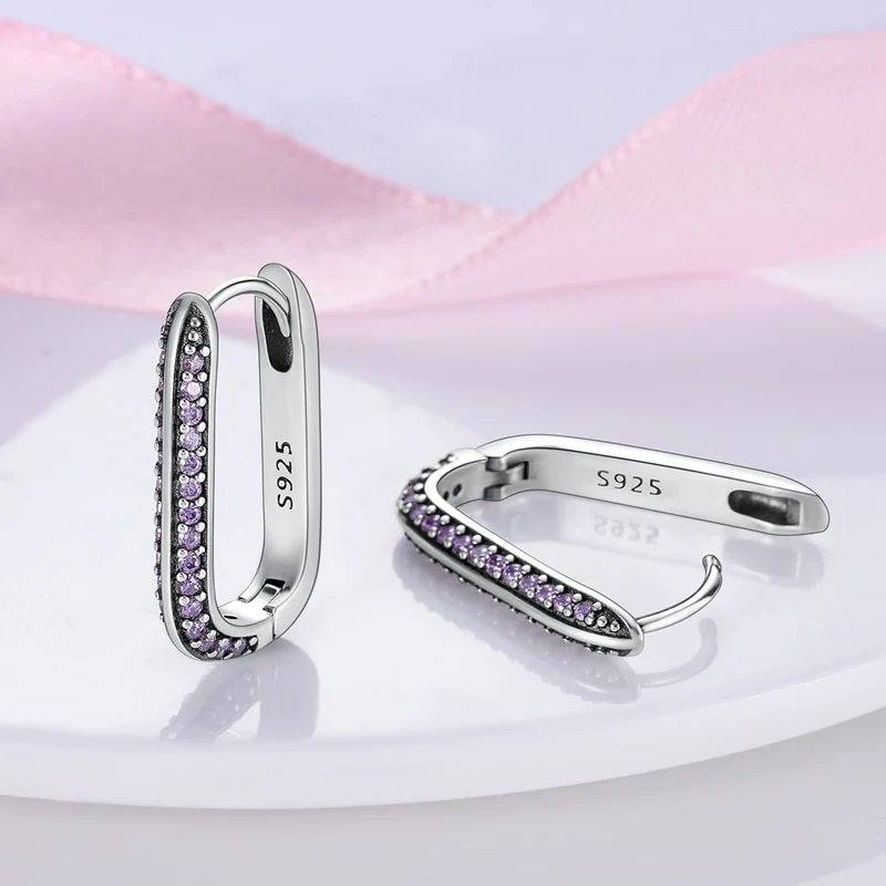 1 Paar Creolen aus 925 sterling Silber Ohrringe Ohrschmuck Zirkonia Ohrstecker