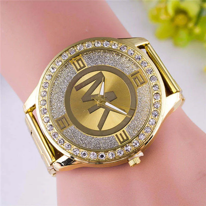 Damen Armband Uhr Fashion Strass Luxus Quarz Silber Gold Business Armbanduhr