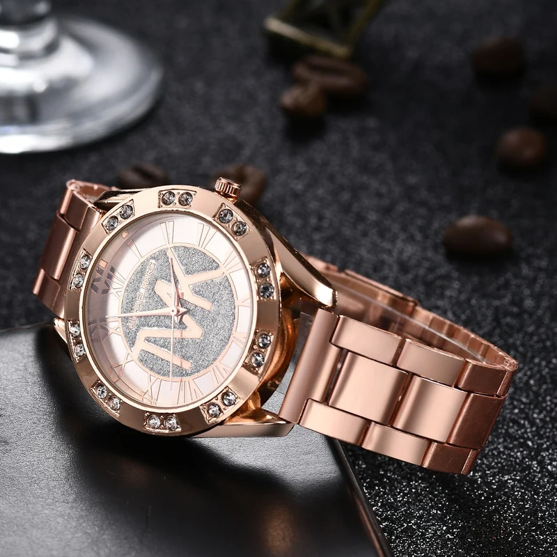 Damen Armband Uhr Fashion Strass Luxus Quarz Silber Gold Business Armbanduhr