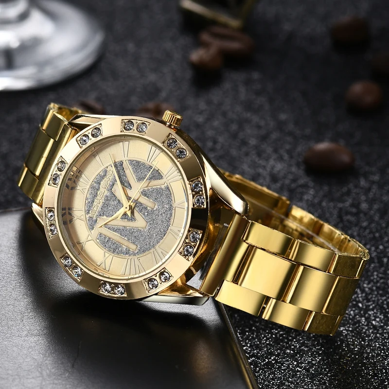 Damen Armband Uhr Fashion Strass Luxus Quarz Silber Gold Business Armbanduhr