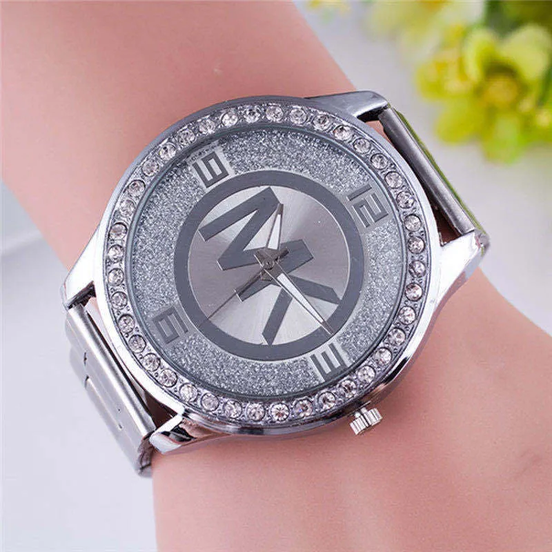 Damen Armband Uhr Fashion Strass Luxus Quarz Silber Gold Business Armbanduhr