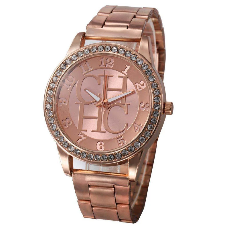 Damen Armband Uhr Fashion Strass Luxus Quarz Silber Gold Business Armbanduhr