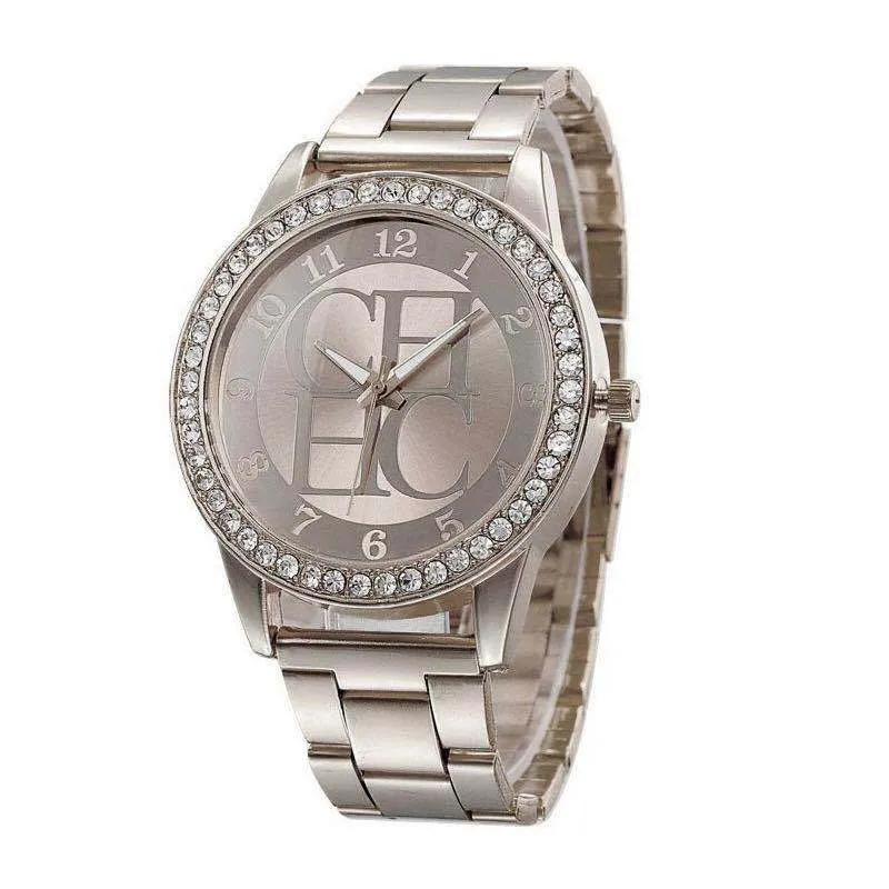 Damen Armband Uhr Fashion Strass Luxus Quarz Silber Gold Business Armbanduhr
