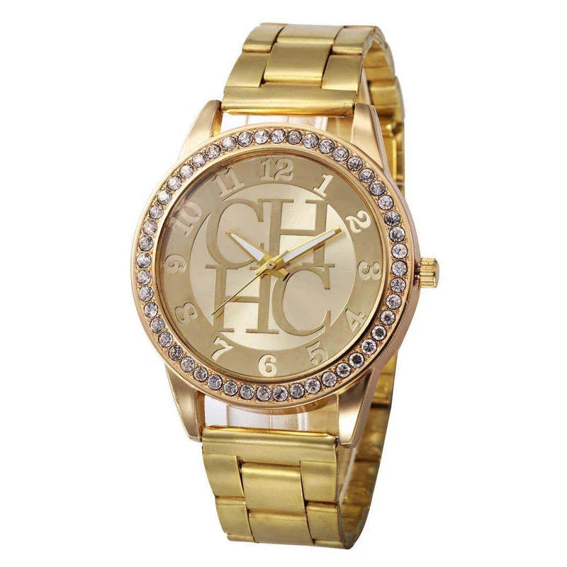 Damen Armband Uhr Fashion Strass Luxus Quarz Silber Gold Business Armbanduhr