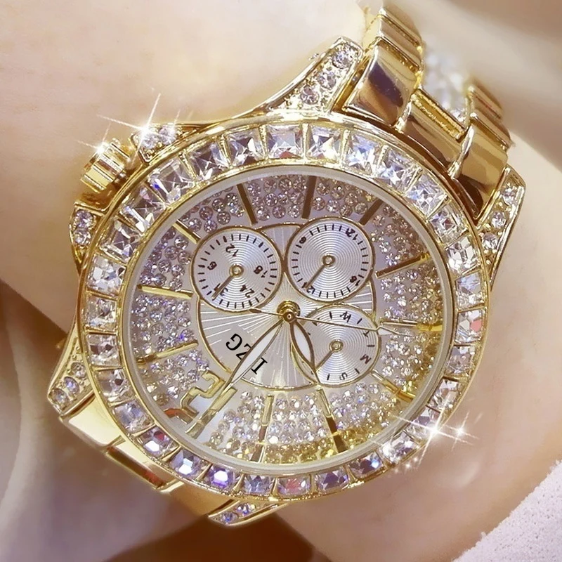 Damen Armband Uhr Mode Fashion Strass Luxus Chronograph Business Schmuck