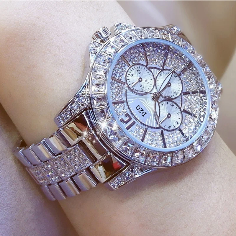 Damen Armband Uhr Mode Fashion Strass Luxus Chronograph Business Schmuck