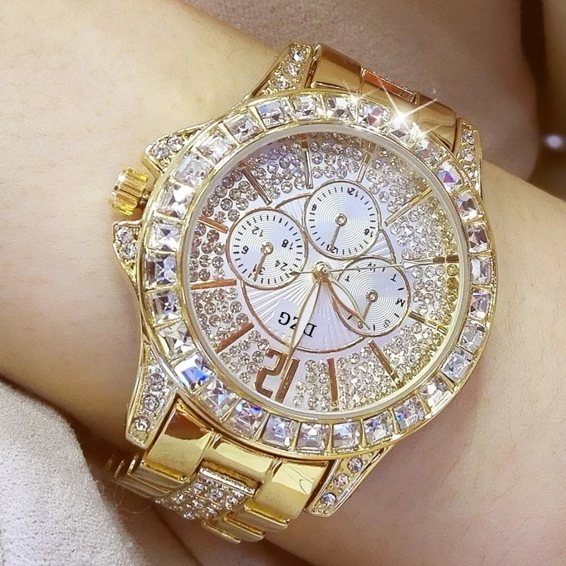 Damen Armband Uhr Mode Fashion Strass Luxus Chronograph Business Schmuck