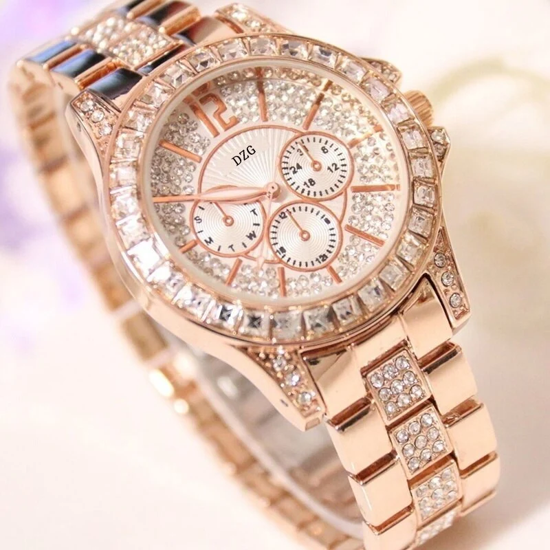 Damen Armband Uhr Mode Fashion Strass Luxus Chronograph Business Schmuck