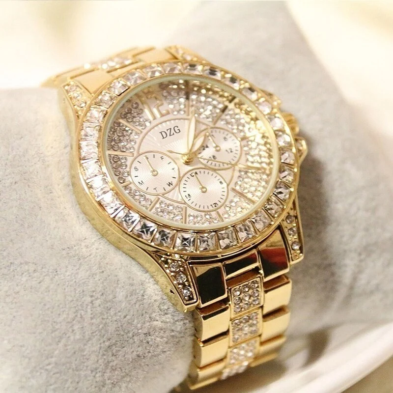 Damen Armband Uhr Mode Fashion Strass Luxus Chronograph Business Schmuck