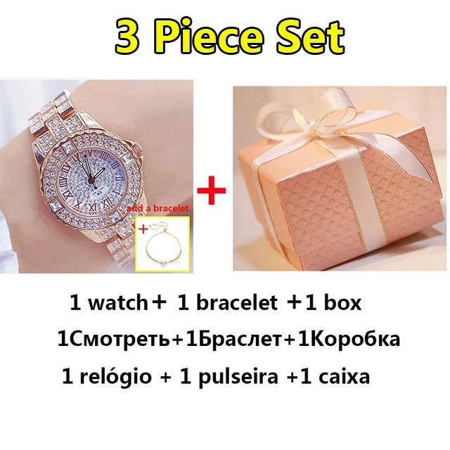Damen Armband Uhr Mode Fashion Strass Luxus Chronograph Business Schmuck