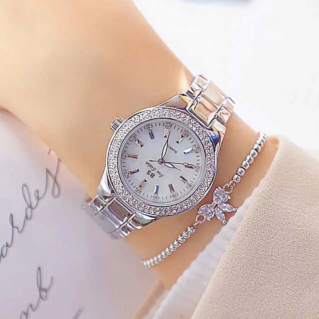 Damen Armband Uhr Mode Fashion Strass Luxus Chronograph Business Schmuck
