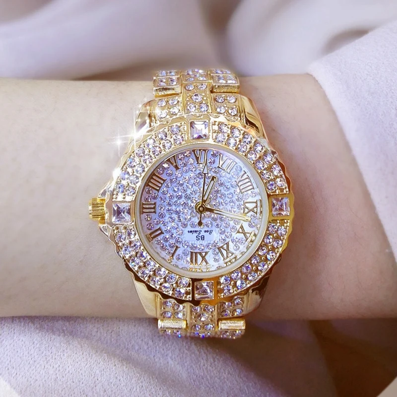 Damen Armband Uhr Mode Fashion Strass Luxus Chronograph Business Schmuck