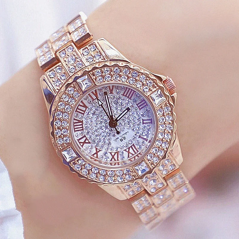 Damen Armband Uhr Mode Fashion Strass Luxus Chronograph Business Schmuck