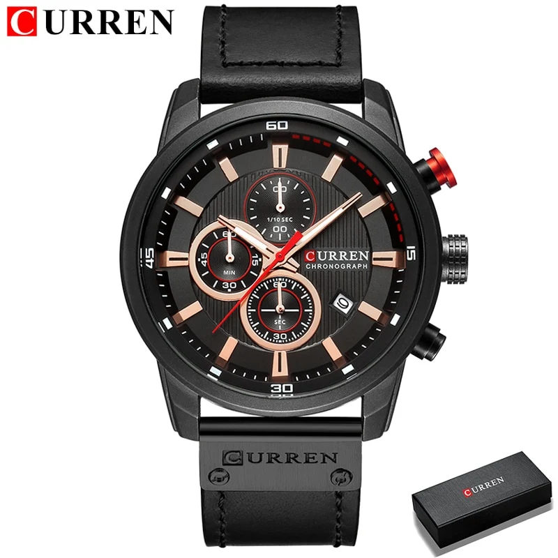 Herren Armbanduhr Silber Schwarz Edelstahl Fashion Luxus Chronograph Business