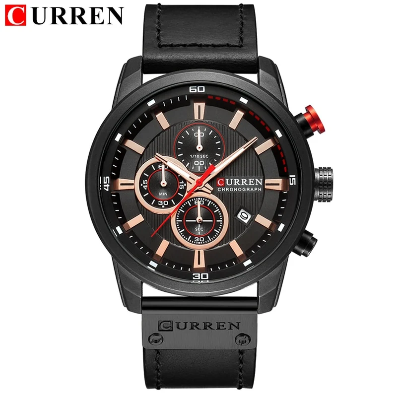 Herren Armbanduhr Silber Schwarz Edelstahl Fashion Luxus Chronograph Business