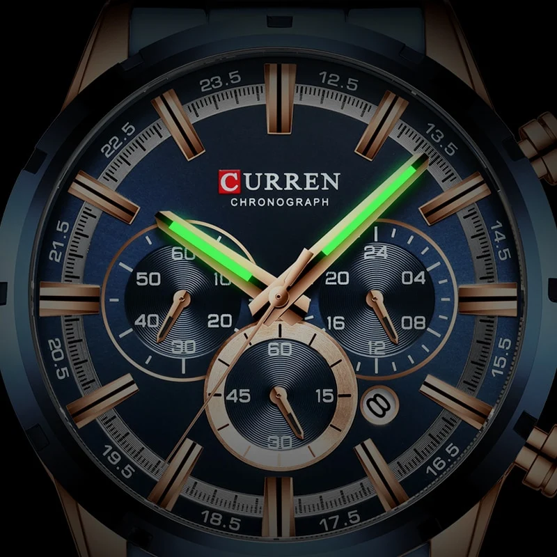 Herren Armbanduhr Silber Schwarz Edelstahl Fashion Luxus Chronograph Business