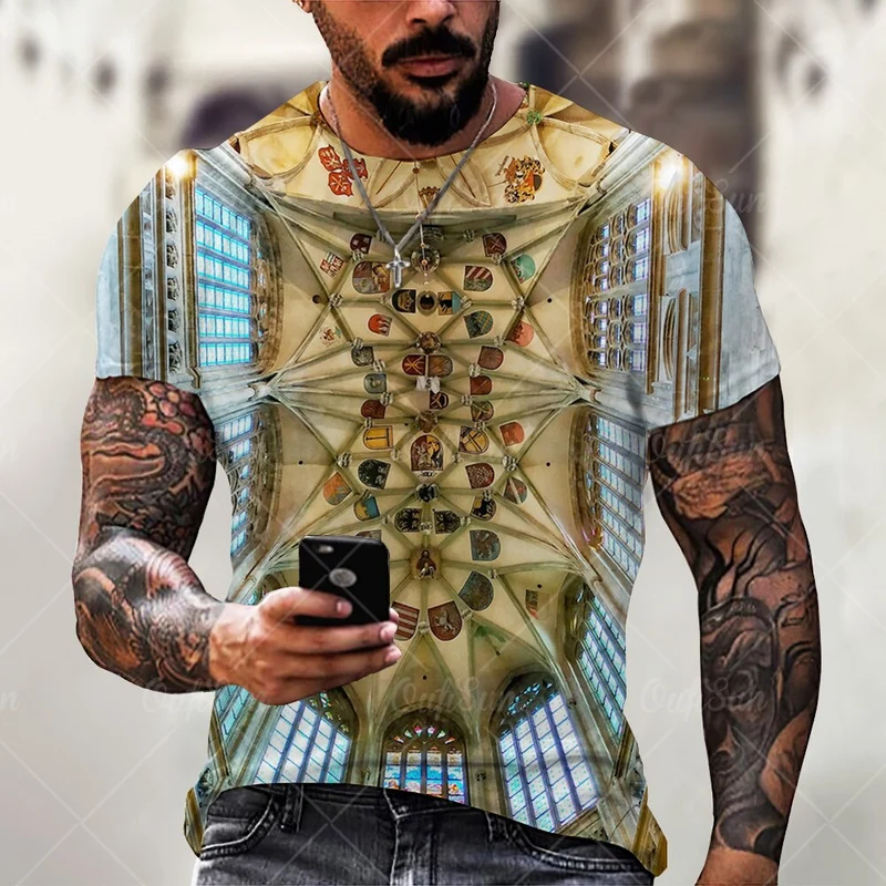 Herren Fashion Indian Stil 3D T-Shirt Rundhals Unisex Sommer Streetwear