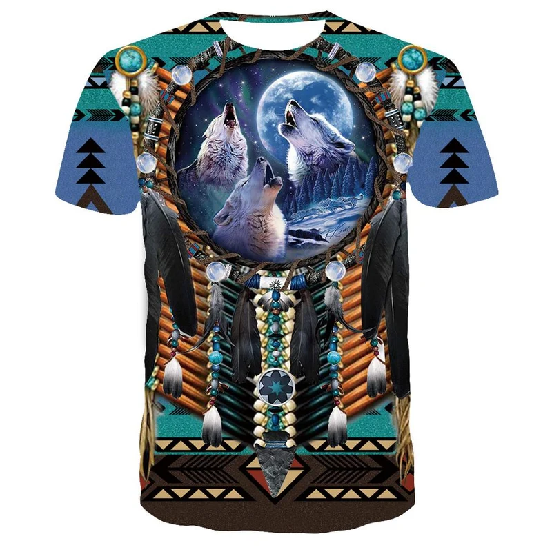Herren Fashion Indian Stil 3D T-Shirt Rundhals Unisex Sommer Streetwear