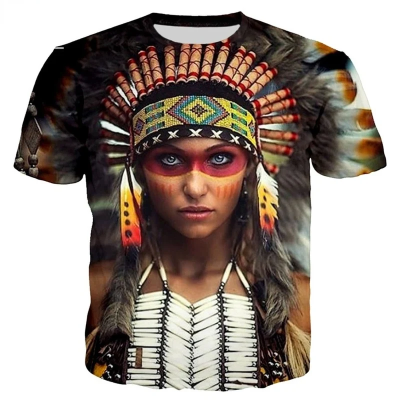 Herren Fashion Indian Stil 3D T-Shirt Rundhals Unisex Sommer Streetwear