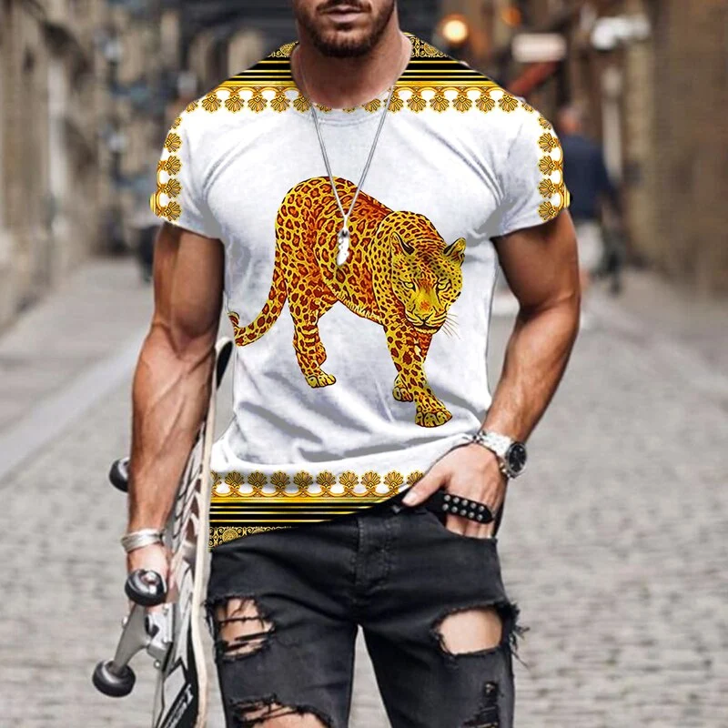 Herren Fashion Barock Stil 3D T-Shirt Rundhals Unisex Sommer Streetwear