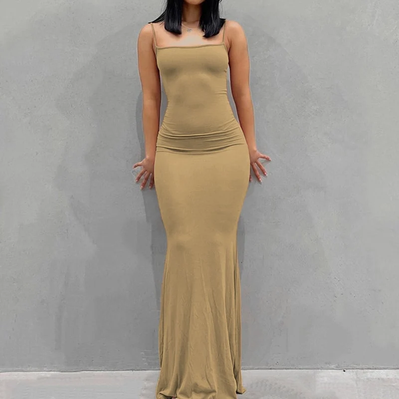 Damen Boho Sommerkleid Strandkleid Midikleid Urlaub Freizeitkleid Ärmellos Trägerkleid