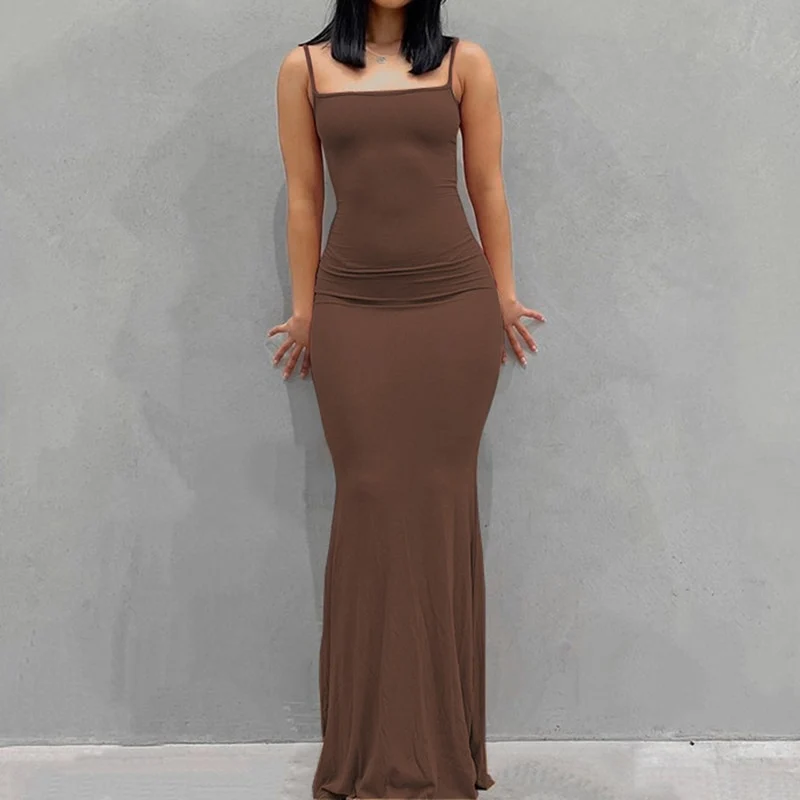 Damen Boho Sommerkleid Strandkleid Midikleid Urlaub Freizeitkleid Ärmellos Trägerkleid