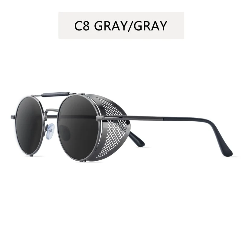 Runde Polarisierte Sonnenbrille Retro Männer Frauen Metall Kreis Fahren Gläser UV400