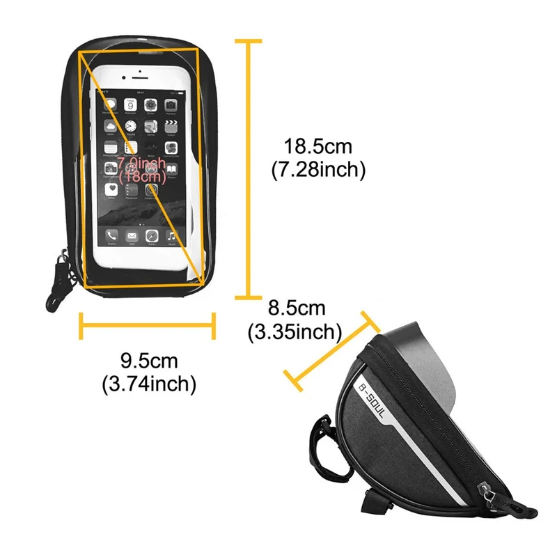 B-Soul Fahrradtasche Wasserdicht Rahmentasche Oberrohrtasche 6,0'' Handyhalter