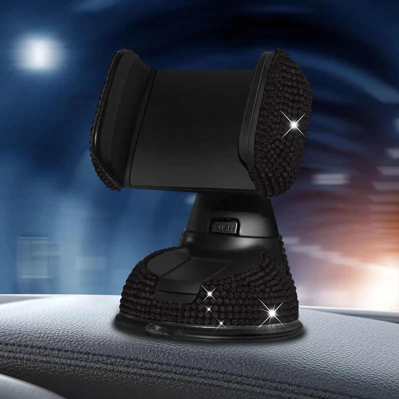 Diamantbesetzter Auto-Handyhalter Kristall-Luftauslass Handy-Ständer Armaturenbrett Auto-Navigation Saugnapf-Regal Frauen